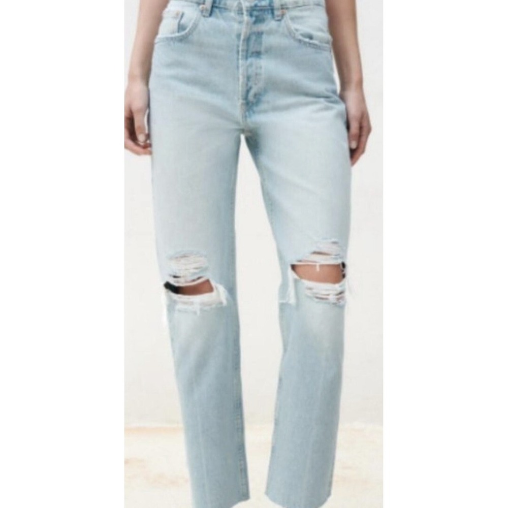 Zara distressed ripped light wash jeans size 4 NWT A005724